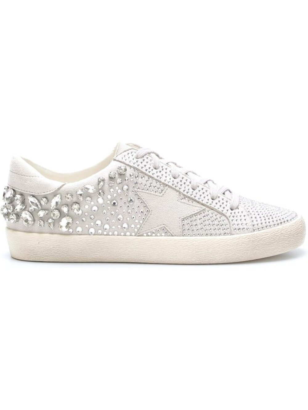 Women’s Grey Stylish Vintage-Inspired Lace-Up Rhinestone Star Fashion Sneakers